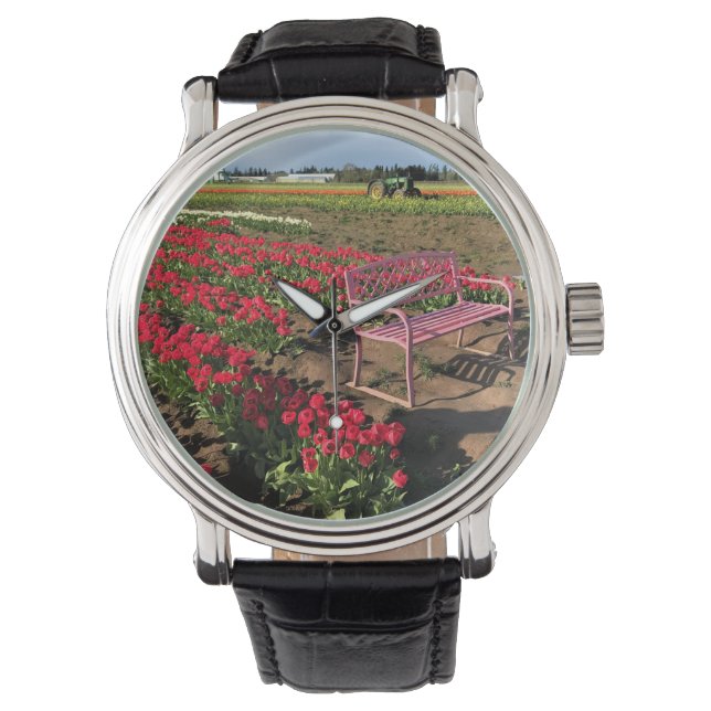 Tulip Farm i Oregon Armbandsur (Framsida)