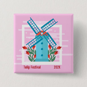 Tulip-festival, blå Kvarn, röd tulpanolja Knapp