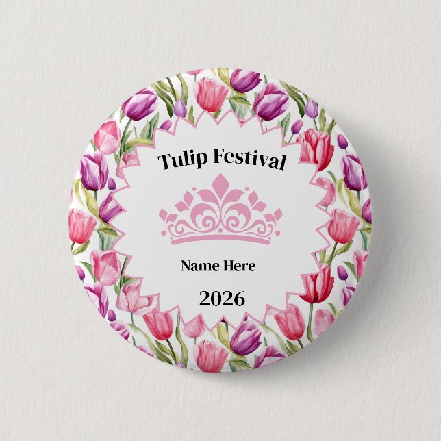 Tulip Festival Royalty Button Pin Knapp (Framsida)