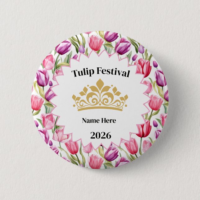 Tulip Festival Royalty Button Pin Knapp (Framsida)