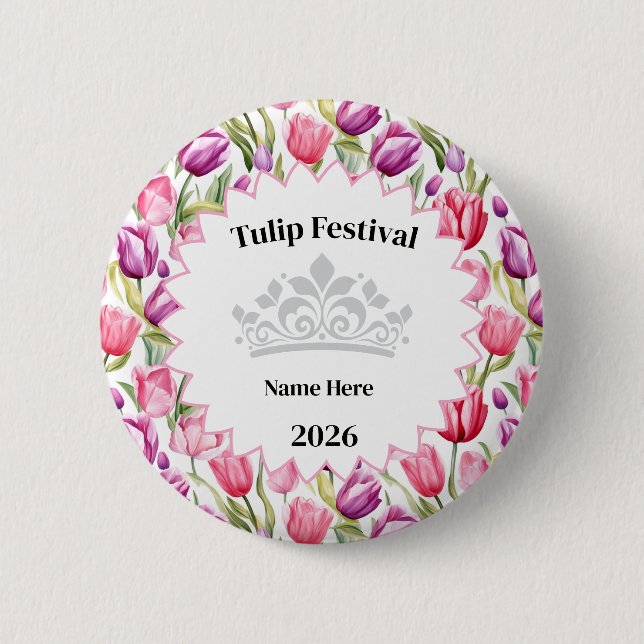 Tulip Festival Royalty Button Pin Knapp (Framsida)