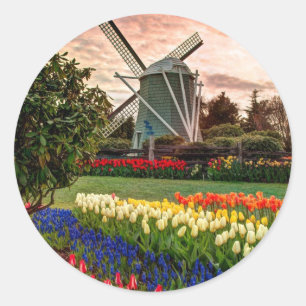 Tulip Festival Runt Klistermärke