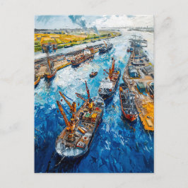 Tulip Fields with Barn and Stream Fantasy Painting Vykort