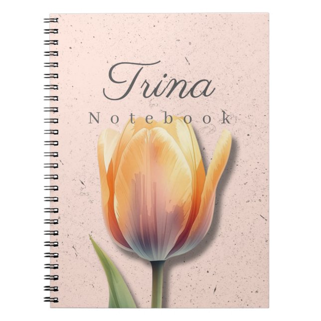 Tulip Floral Notebook Name | Pastel Journal Anteckningsbok (Framsidan)