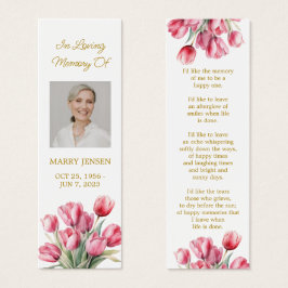 Tulip Floral Photo Funeral Memorial Bookmark Litet Visitkort