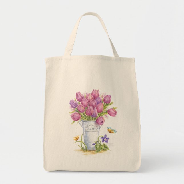 Tulip Florist Pail Livsmedel Tote Bag Tygkasse (Framsidan)