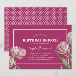 Tulip Flower Birthday Brunch Rosa Inbjudningar