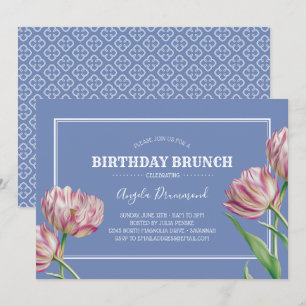 Tulip Flower Birthday Brunch Violet Inbjudningar