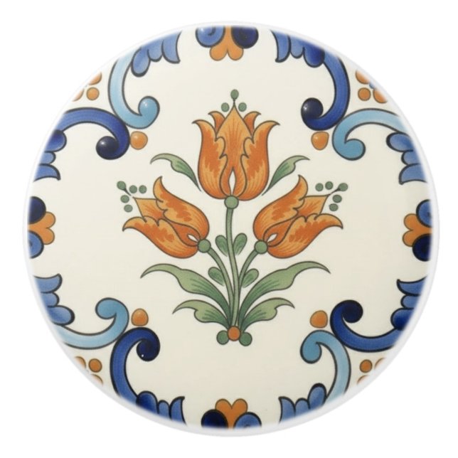 Tulip Flower Mediterranean Blue Orange Cream Knopp (Framsidan)
