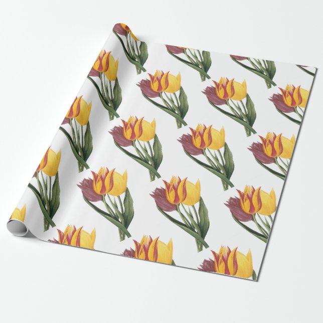 Tulip Flower Mönster Presentpapper (Utrullad)