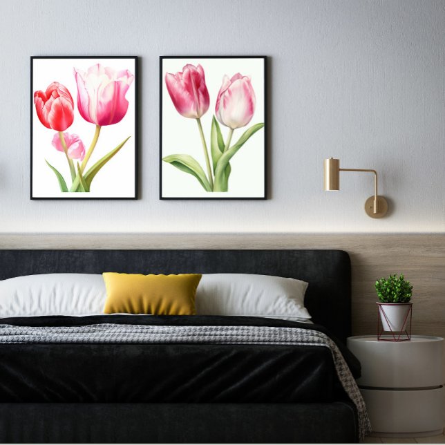 Tulip Flower, Rosa Tulip, minimalist, botaniskt Poster (Skapare uppladdad)
