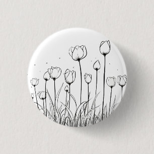 Tulip Flower Tulipa Blommigt Stencil Mönster Desig Knapp