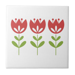 Tulip Flowers Simple Modern Classic Red Nature Kakelplatta