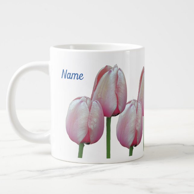 Tulip Flowers Your Name Personlig Jumbo Mugg (Vänster)