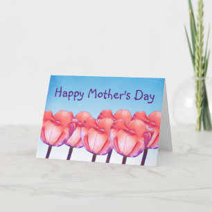Tulip Garden Illustration med Text Mors dag Kort