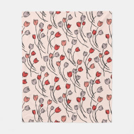 Tulip Garden in Pinks Fleece Blanket