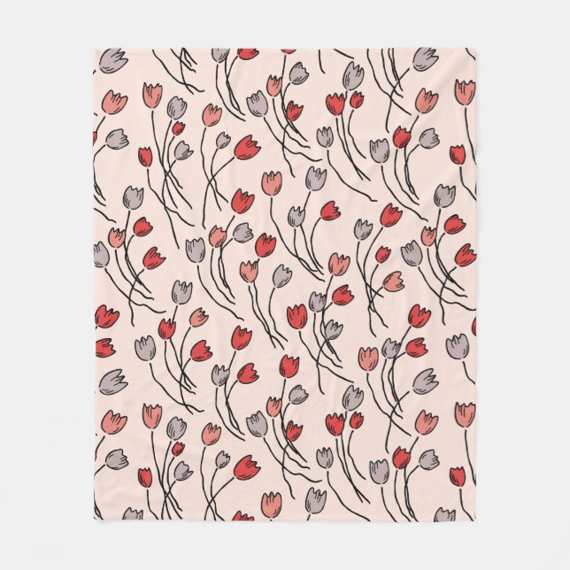Tulip Garden in Pinks Fleece Blanket (Framsidan)