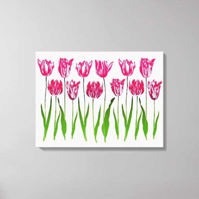 Tulip Garden Print in Fuchsia Rosa and Grönt Canvastryck (Framsida)