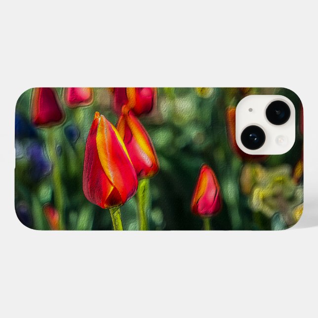 Tulip Garden Texturerad iphone case (Baksida (horisontell))