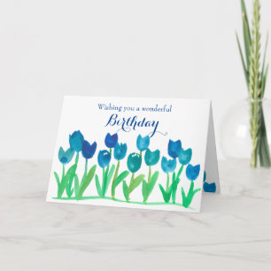 Tulip Garden Watercolor Flowers Grattis på födelse Kort