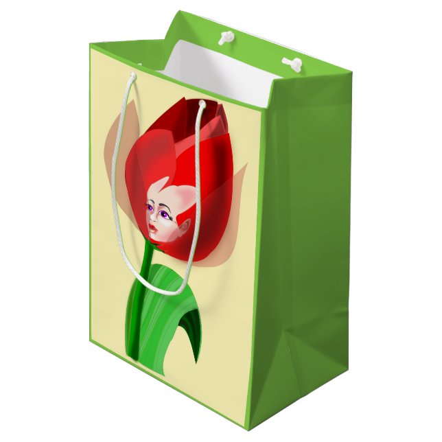 Tulip Girl Gift Bag - Anpassadet (Framsidan Vinklad)