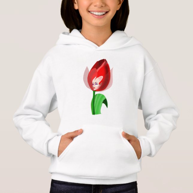 Tulip Girl Hoodie T Shirt (Framsida)