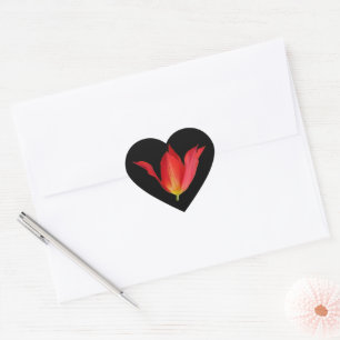 Tulip Heart Sticker Hjärtformat Klistermärke