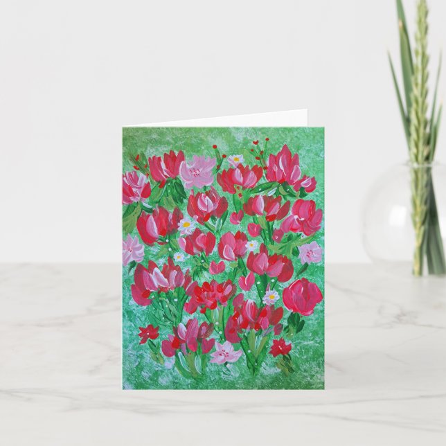 Tulip Mania Blommigt Note Card Tack Kort (Framsida)