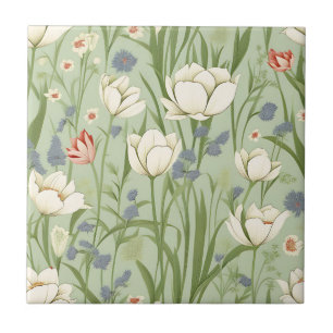 Tulip Meadow in Sage Grönt Kakelplatta