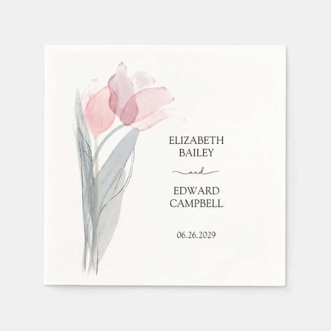 Tulip Modern Minimalist Elegant Typography Bröllop Pappersservett (Framsidan)