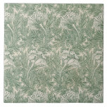 Tulip Mönster (av William Morris) Kakelplatta<br><div class="desc">Denna formgivning grundar sig på ett tapet mönster som skapats av den brittiske designern William Morris (1834-1896), som är särskilt välkänd och respekterad för sin koppling till rörelsen för konst och hantverk. Det visar en vacker upprepning mönster av breda löv- och blommar-tulpaner i grönt mot bakgrund av grädde-färgad. Det ursprungliga...</div>