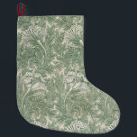 Tulip Mönster (av William Morris) Stor Julstrumpa<br><div class="desc">Denna formgivning grundar sig på ett tapet mönster som skapats av den brittiske designern William Morris (1834-1896), som är särskilt välkänd och respekterad för sin koppling till rörelsen för konst och hantverk. Det visar en vacker upprepning mönster av breda löv- och blommar-tulpaner i grönt mot bakgrund av grädde-färgad. Det ursprungliga...</div>