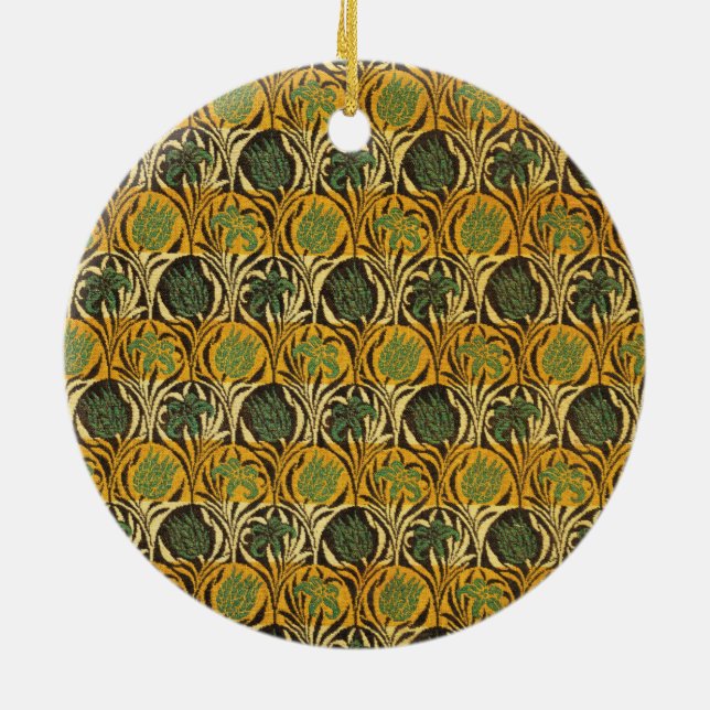 Tulip och Lily Mönster (av William Morris) Julgransprydnad Keramik (Baksidan)