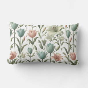 Tulip och Lily Soft Blommönster Lumbarkudde