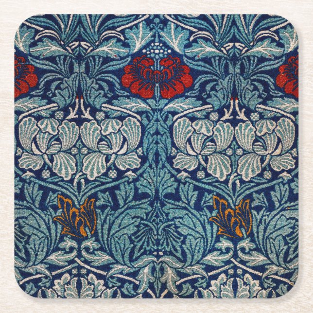 Tulip och Ro, William Morris Underlägg Papper Kvadrat (Framsidan)
