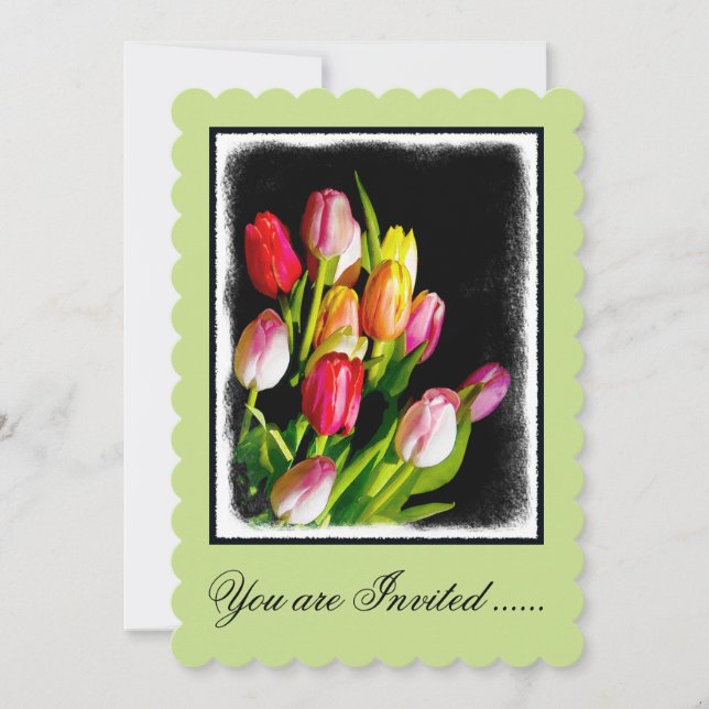 Tulip Painting - Originalfärgsbild Inbjudningar (Framsida)