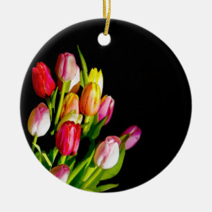 Tulip Painting - Originalfärgsbild Julgransprydnad Keramik