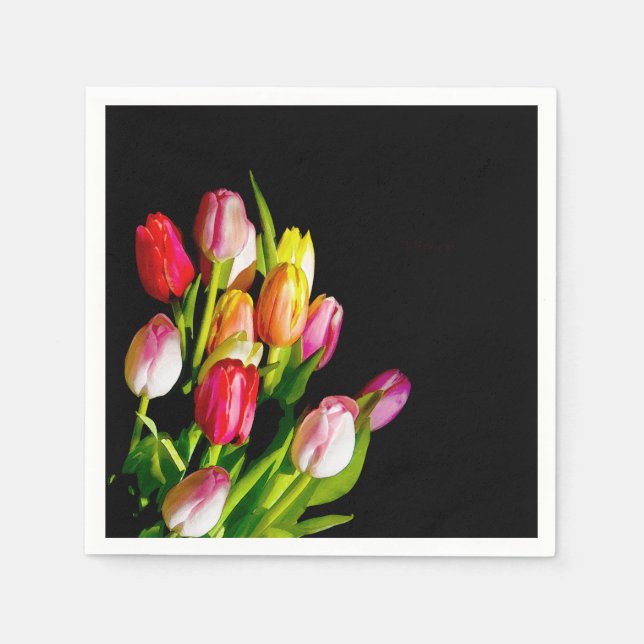 Tulip Painting - Originalfärgsbild Pappersservett (Framsidan)