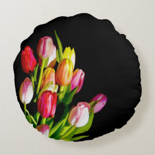 Tulip Painting - Originalfärgsbild Rund Kudde