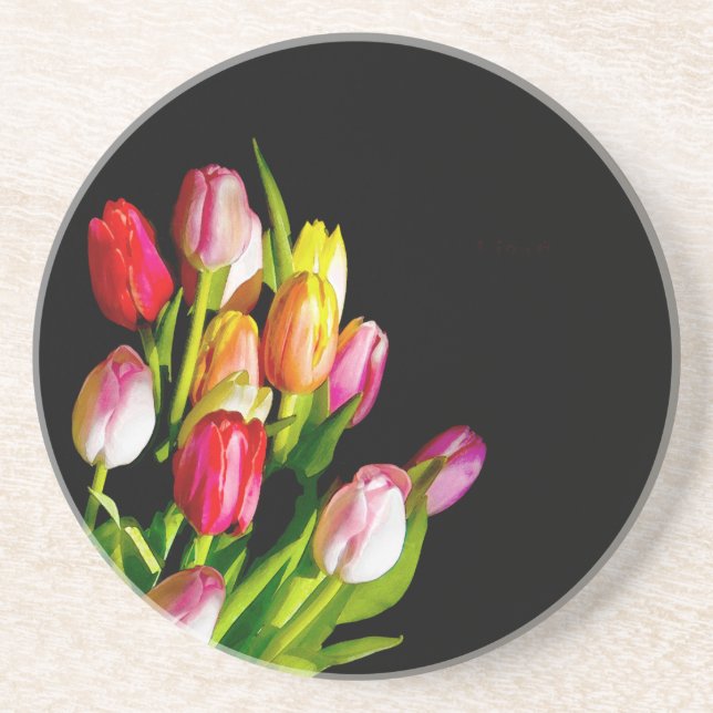 Tulip Painting - Originalfärgsbild Underlägg Sandsten (Framsidan)