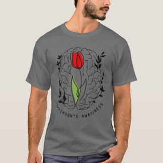 Tulip Parkinsons medvetandegrad Blommigt Brain T Shirt