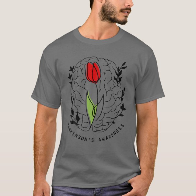Tulip Parkinsons medvetandegrad Blommigt Brain T Shirt (Framsida)