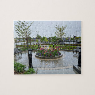 Tulip Patch och Benches i regnet Pussel