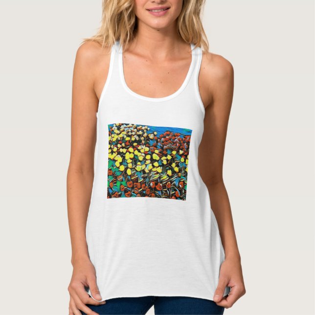 Tulip Racerback Top (vit) med Dreaming Effect Linne Med Racerback (Framsida)