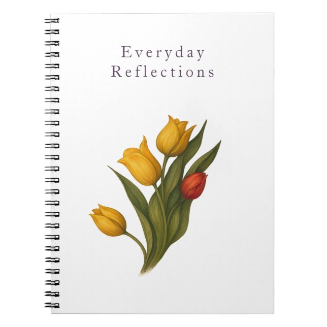 Tulip Reflections — Crisp White Luxe Journal Anteckningsbok (Framsidan)