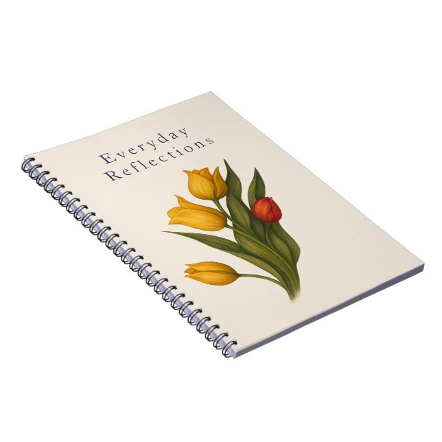 Tulip Reflections — Soft Ivory Luxe Journal Anteckningsbok (Högra Sidan)