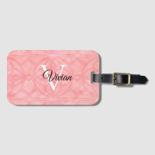 Tulip Rosa Watercolor Monogram Namn Bagagebricka