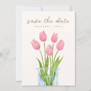TULIP Save The Date-inbjudan / Akvarellblommor Spara Datumet