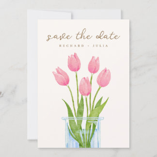 TULIP Save The Date-inbjudan / Akvarellblommor Spara Datumet