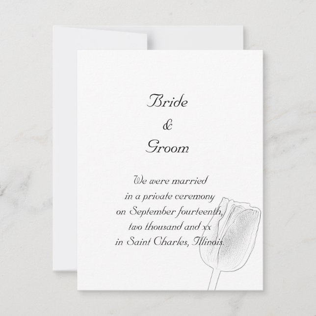 Tulip Sketch Giftermål / Elopement Notice Meddelande (Framsida)